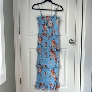 bebe Blue Floral Midi Dress